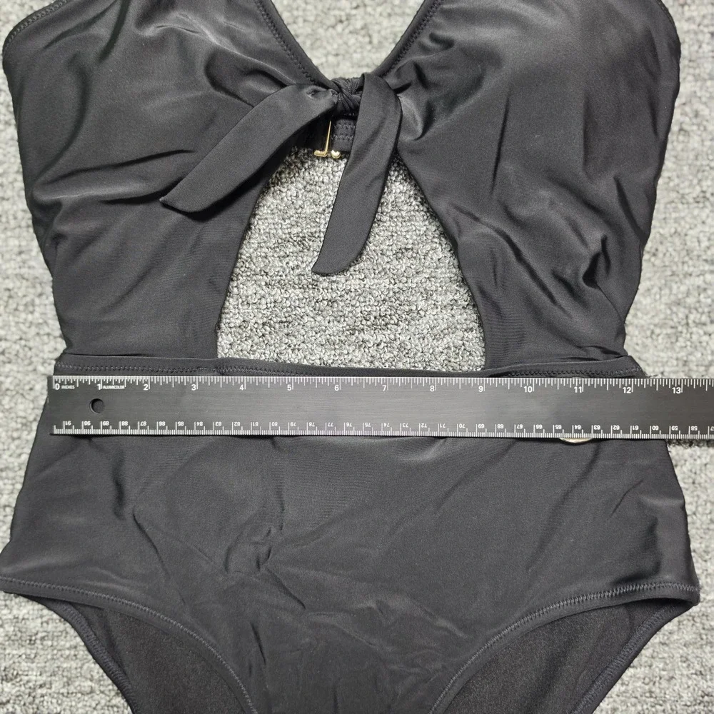 Cutout Tie Front Monokini One Piece Swimsuit Womens Medium Black Express